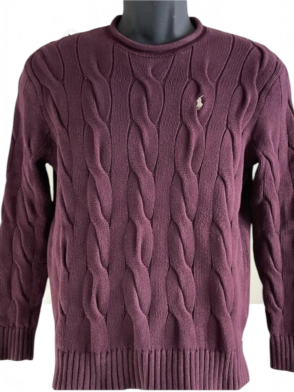 Polo Ralph Lauren Rollneck Sweater Size S Chunky Cable Knit Logo Preppy